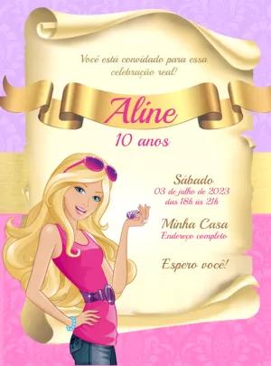 Convite de Aniversário Barbie para Editar Online