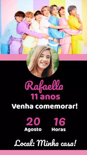 Convite Aniversário BTS com Foto para Editar Online