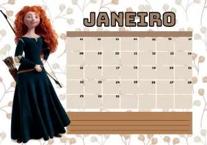 Calendário Mensal da Merida Editável para Imprimir