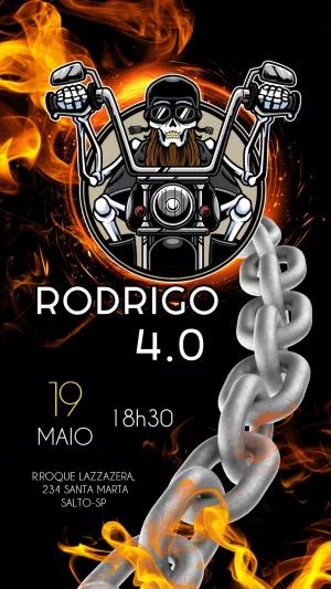 Convite Aniversário Motociclista Caveira para Editar Online