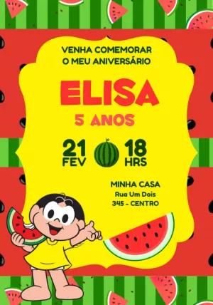 Convite de Aniversário Magali Melancia para Editar Online
