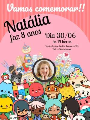 Convite de Aniversário Toca Life World com Foto para Editar