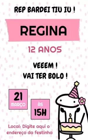 Convite de Aniversário Flork Bentô Meme para Editar Online
