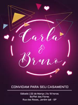 Convite de Casamento Neon Geométrico para Editar Online