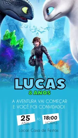 Convite de Aniversário Como Treinar o Seu Dragão para Editar