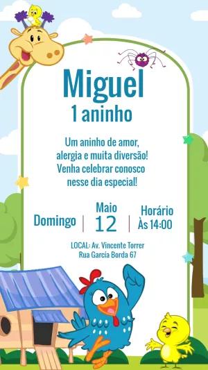 Convite de Aniversário Galinha Pintadinha para Editar Online