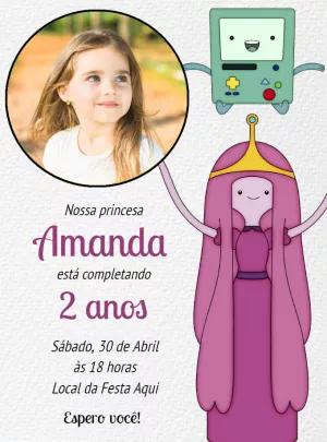 Convite Aniversário Princesa Jujuba com Foto para Editar Online