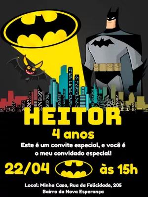 Convite de Aniversário Batman para Editar e Imprimir