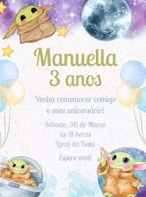 Convite de Aniversário Baby Yoda para Editar Online