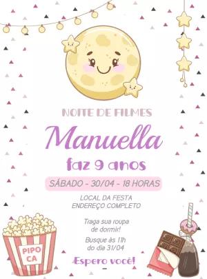 Convite Aniversário Noite de Filmes para Editar Online
