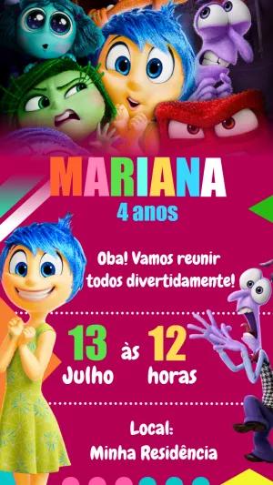 Convite de Aniversário Divertida Mente 2 para Editar Online