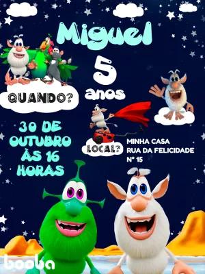 Convite de Aniversário Booba com Personagens para Editar Online