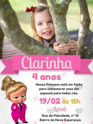 Convite Aniversário Poderosa Chefinha com Foto para Editar