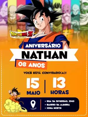 Convite de Aniversário Dragon Ball Z com Goku para Editar Online