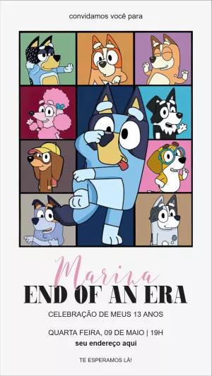 Convite de Aniversário Bluey Eras Tour para Editar Online