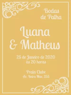 Convite de Bodas de Palha Elegante para Editar Online