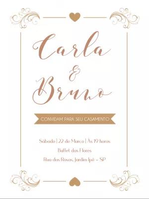 Convite de Casamento Romântico com Arabescos para Editar Online