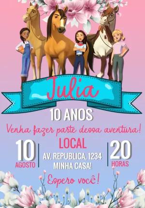 Convite de Aniversário Spirit o Indomável para Editar Online