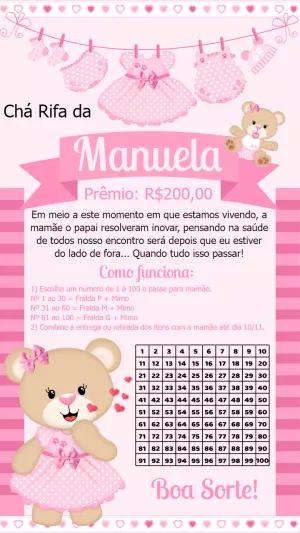 Convite Chá Rifa Ursinha Princesa para Editar Online