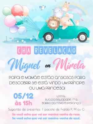 Convite Chá Revelação Safari com Animais para Editar Online