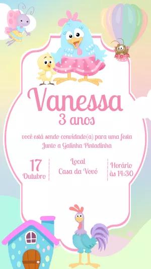 Convite Aniversário Galinha Pintadinha Candy para Editar Online