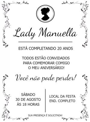 Convite Aniversário Bridgerton Lady Whistledown para Editar