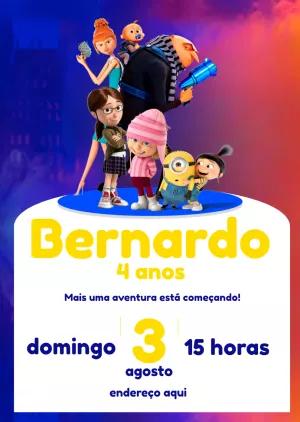 Convite de Aniversário Meu Malvado Favorito para Editar Online