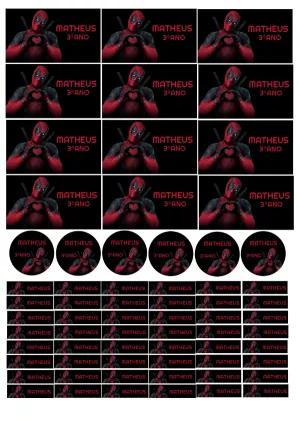 Kit Etiqueta Escolar Deadpool Editável Online para Imprimir