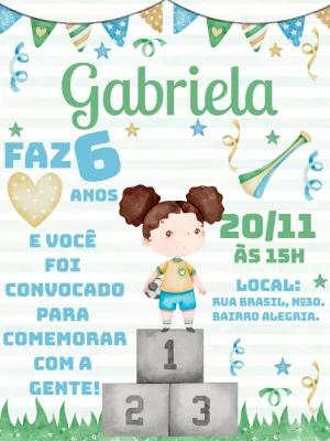 Convite de Aniversário Futebol Menina para Editar Online
