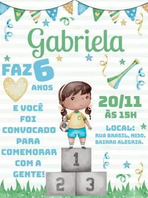 Convite Aniversário Futebol Menina para Editar Online