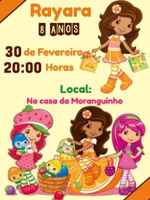 Convite de Aniversário Moranguinho e Turma para Editar Online