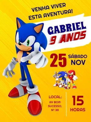 Convite de Aniversário do Sonic para Editar Online