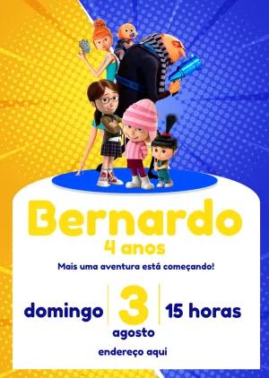 Convite Aniversário Meu Malvado Favorito para Editar Online