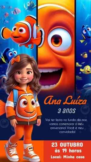 Convite de Aniversário Procurando Nemo para Editar Online