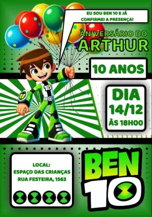 Convite de Aniversário Ben 10 para Editar Online