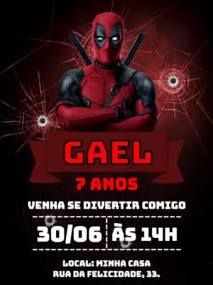 Convite de Aniversário Deadpool para Editar e Enviar Online