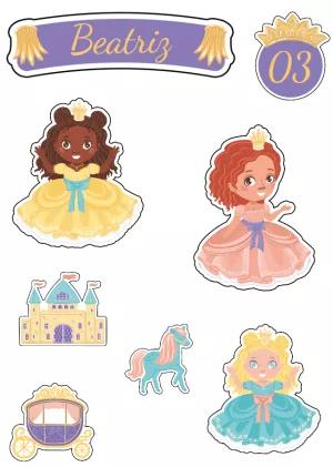Topo de Bolo Princesas para Aniversário para Editar Online