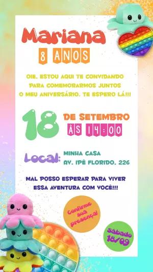 Convite Aniversário Fidget Toys Pop It para Editar Online