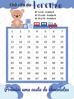Chá Rifa de Bebê Ursinho Azul Editável Online