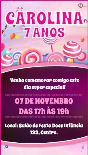 Convite Aniversário Doceria com Doces para Editar Online