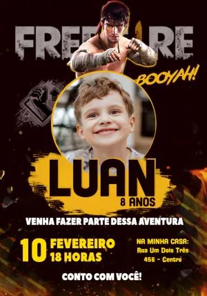 Convite de Aniversário Free Fire com Foto para Editar Online