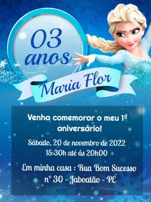 Convite de Aniversário Frozen da Elsa para Editar e Imprimir