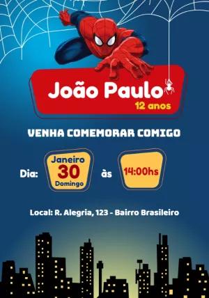 Convite Aniversário Homem Aranha para Editar Online