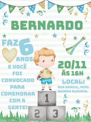 Convite Aniversário Copa do Mundo Menino para Editar Online