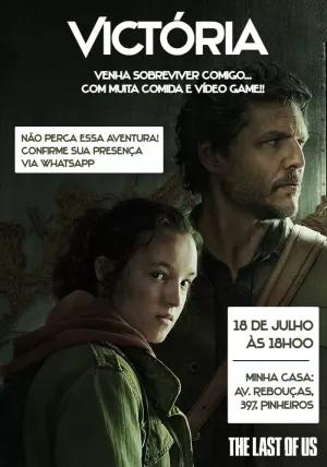 Convite Aniversário The Last of Us com Personagens para Editar