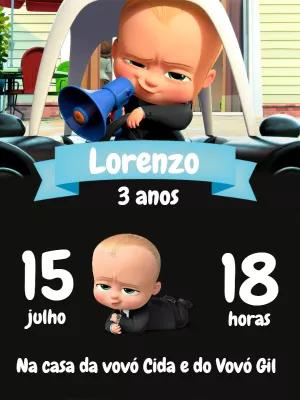 Convite de Aniversário Poderoso Chefinho para Editar Online