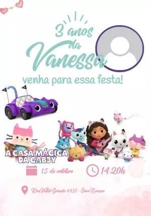 Convite A Casa Mágica da Gabby com Foto para Editar Online