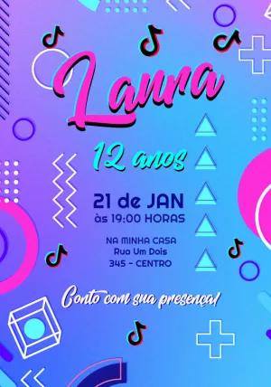 Convite de Aniversário TikTok para Editar e Enviar Online
