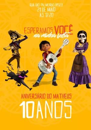 Convite Aniversário Coco Viva a Vida é uma Festa para Editar