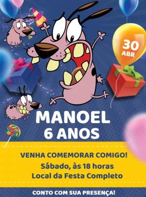 Convite Aniversário Coragem o Cão Covarde para Editar Online